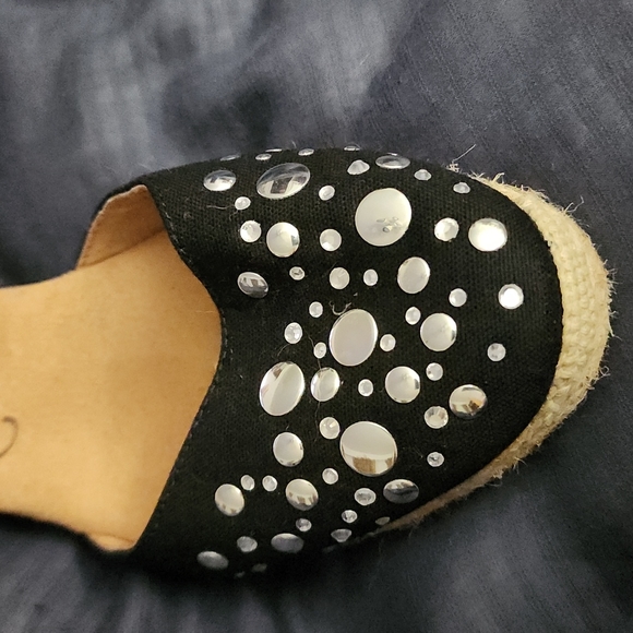 White Mountain Solar Black Espadrille Wedge Shoes - Picture 11 of 12